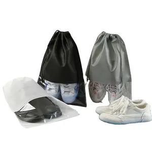 Eco friendly custom logo non woven draw string bag shoes bag dust drawstring bag