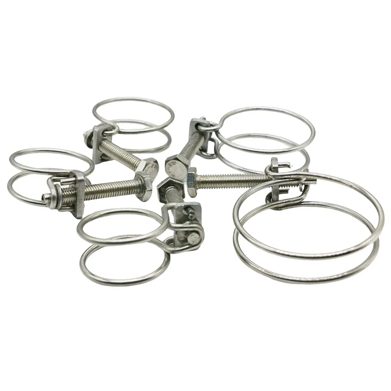 Hose Clamp Adjustable Pipe Clamp Double Wire Hose Clip Clamps For Hoop Plumbing Fastener