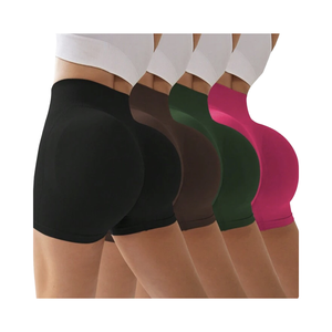 Pantalones de Fitness de punto sin costuras para mujer XL melocotón sólido de talla grande cadera pantalones cortos de Yoga de cintura alta cintura elástica mallas deportivas para correr - Product Image 4