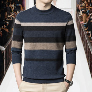 Pull en tricot jacquard 7GG en laine 100% pour homme, col rond, respirant, manches longues, style décontracté pour l'hiver - Product Image 3