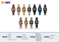 SKMEI 1901 jam tangan Digital untuk wanita, arloji olahraga Dial persegi kecil ramping, jam tangan tali baja tahan karat tahan air, jam tangan Alarm Digital