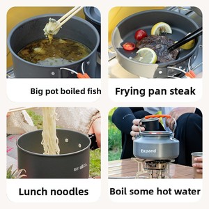 Ustensiles de cuisine de camping Tuocun, en aluminium, pliables, portables, écologiques, super légers, avec couvercle en verre, 3-4L - Product Image 2