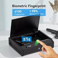 Brankas Senjata Api Biometrik Besar untuk 2 Pistol dengan Lampu Internal & Mode Senyap, Keamanan Rumah dengan Catu Daya Darurat