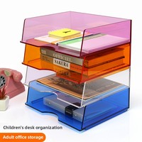 Organisateur de bureau en acrylique à trois couches plateau de fichiers transparent épaissi pour les services de fabrication multicouche de bureau pour ordinateur portable A4