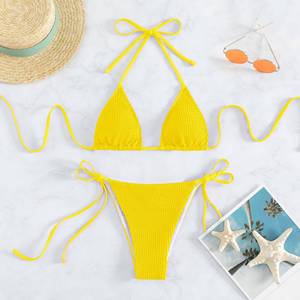Mujeres Sexy traje de baño Seersucker Bikini brasileño String Tie breve Bikini conjunto femenino traje de baño natación traje de baño ropa de playa - Product Image 5