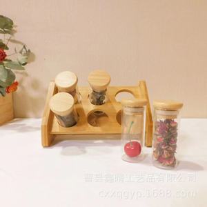 Bamboo Wood <b>Spice</b> <b>Rack</b> With 6 Glass <b>Jars</b> <b>For</b> Kitchen Countertop Storage Organizer Eco Friendly Multi Purpose - Product Image 5