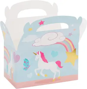 Free Design Package Cartoon cute rainbow unicorn design candy / gift Paper Box for kids