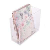 Organisateur de fichiers de bureau en acrylique transparent avec poignée découpée pour trier documents et livres de bureau