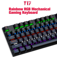 Teclado Mecánico con Cable T-WOLF T18 de 87 Teclas, Teclado Mecánico para Juegos TKL, Interruptor Azul, Teclado RGB para Accesorios de Computadora
