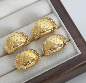 时尚饰品18k镀金铜镶嵌锆石胖乎乎的可调戒指水滴戒指饰品批发