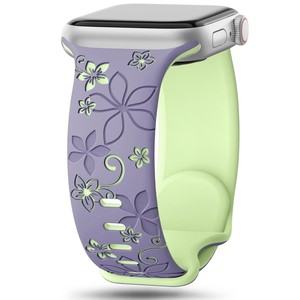 <span class=keywords><strong>Correa</strong></span> de reloj de pulsera de silicona con grabado de flores de dos colores para <span class=keywords><strong>Apple</strong></span> IWatch Series 11 10 9 8 7 6 <span class=keywords><strong>SE</strong></span> Ultra 2 Band 45/46/49mm - Product Image 3