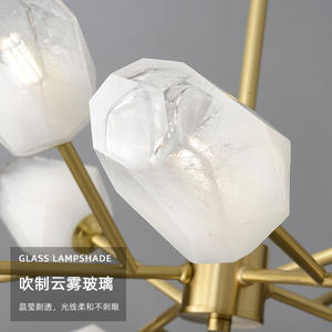 Lámpara de Araña LED Molecular de Cristal y Cobre de Alta Gama, Diseño Creativo y Personalizado para Dormitorios y Salas de Estar - Product Image 5