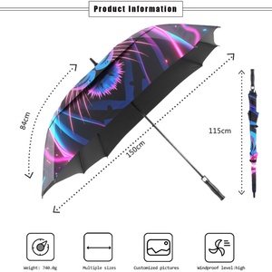 Large 68 Inch Windproof Golf <b>Umbrella</b> with Double Canopy Fiberglass Ribs <b>Umbrella</b> for Strong Wind Rain Protection - Product Image 2