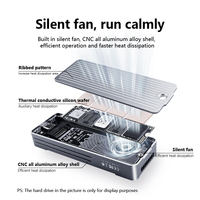 ITGZ 20Gbps USB 3.2 Gen2x2 M.2 SSD/HDD Enclosure Aluminium Alloy Casing Eksternal NVMe/SATA dengan Kipas Pendingin Terintegrasi