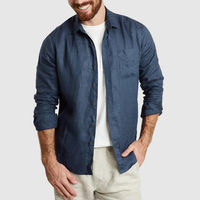 Chemises en lin pour hommes Vêtements de bureau Respirant Marque personnalisée Casual T-shirts de qualité pour hommes