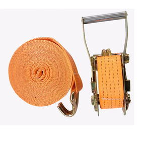 Arnés de cuerpo completo 3 toneladas 10 metros naranja Cargo Amarre Trinquete Amarre Correa con doble gancho en J Precio de fábrica al por mayor - Product Image 1