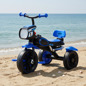 Tricycle pour enfants de style <span class=keywords><strong>moto</strong></span>, tricycle à pédales pour tout-petits, tricycle à trois roues avec lumière et musique, jouet durable pour tout-petits - Product Image 1