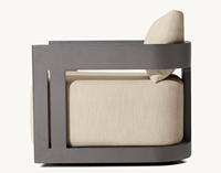 Fauteuil pivotant de salon extérieur artisanal en aluminium, résistant aux intempéries, pour usage hôtelier, écologique et imperméable