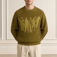 Maßgeschneiderte Winter-Strickwaren Hersteller Y2k Mode Baumwolle Knitterfreier Vollarm Jacquard-Druck Pullover Sweater für Herren