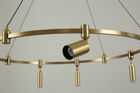 Lámpara de Techo Redonda Clásica de Latón de Lujo, Candelabro Art Deco para Comedor