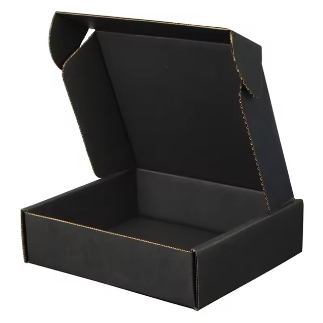 Custom Logo Recyclable Sponge Lined Matt Lamination Matte Black Corrugated Rigid Cardboard Shipping Mailer Gift Box for