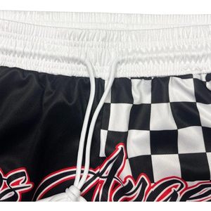 Men's Los Angeles Checkerboard Mesh Athletic Shorts Quick Dry Basketball Gym Workout Running Shorts <b>Black</b> White Pattern - Product Image 5