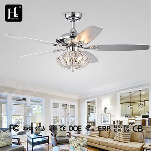 Crystal 220V 52-Inch Decorative LED <b>Ceiling</b> Fan with <b>Light</b> for Bedroom, <b>Remote</b> <b>Control</b> Included - Product Image 3