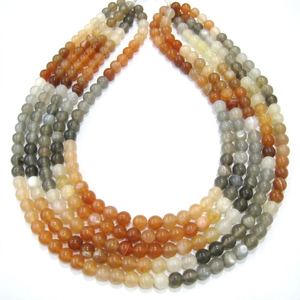 Perles rondes lisses en pierre de lune naturelle, 7 mm, brin de 13 pouces de long - Product Image 1