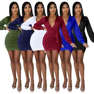 2022 new arrival elegant casual dresses sexy club dress short tank top long sleeve bodycon dress women