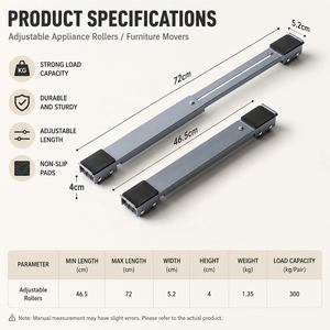 Base Regolabile Monolaterale Lucida per Lavatrice, Supporto Mobile Universale con Ruote per Frigorifero - Product Image 3