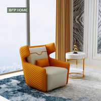 Canapé Orange de Style moderne de luxe, design de canapés en cuir véritable, meubles de salon simple