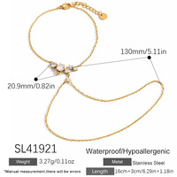 Ensemble de bijoux SUMMLY pour femmes, bracelet à main en zircon ovale coloré, anneau ouvert réglable, plaqué or 18 carats, acier inoxydable