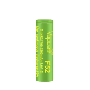 Vapcell F52 21700 5200mah 15A batterie Lithium ion 3 6v haute capacité batterie haute puissance pour lampe de poche outils électriques