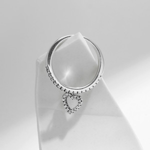 S925 Silver Heart Shape <b>Ring</b> With <b>Crystal</b> Rhinestones Pave Setting Romantic Women's Eternity Band Everyday Wear - Product Image 6
