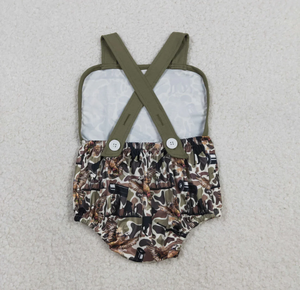 Rompers de camuflaje sureño con tirantes para bebés varones hermanos - Product Image 4