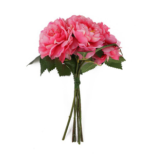Bouquet de pivoines artificielles en soie, haute simulation, pour mariage et décoration intérieure, rouge, rose, bleu, champagne, violet, blanc, rose clair - Product Image 5