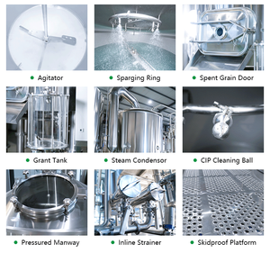 Attrezzatura per Birrificio Artigianale di Dimensioni Ridotte 200L 300L 400L <span class=keywords><strong>500L</strong></span>, Impianto Pilot Brewery con 2 Recipienti, Birrificio Portatile su Carrello con Riscaldamento Elettrico - Product Image 5