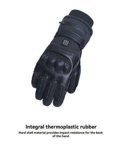 Guantes de invierno para motocicleta con batería recargable, calentador de manos de cuero, guantes calefactables para esquí y ciclismo, cómodos y prácticos - Product Image 2