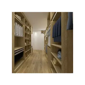 خزانة ملابس أثاث من الخشب الرقائقي رخيصة مع خزانة ملابس للمشي في خزانة حديثة بإطار معدني خزانة