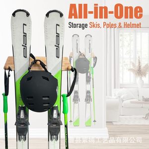 Support mural en bois pour skis, à une seule couche, pour garage, snowboard, longboard - Product Image 2