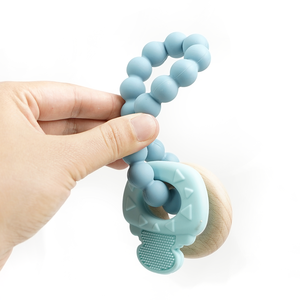 <span class=keywords><strong>Bracelet</strong></span> de dentition en Silicone sans BPA pour bébés, anneau pour soulager la douleur des dents, sécurité, avec anneau en bois et donuts, 1 pièce - Product Image 5