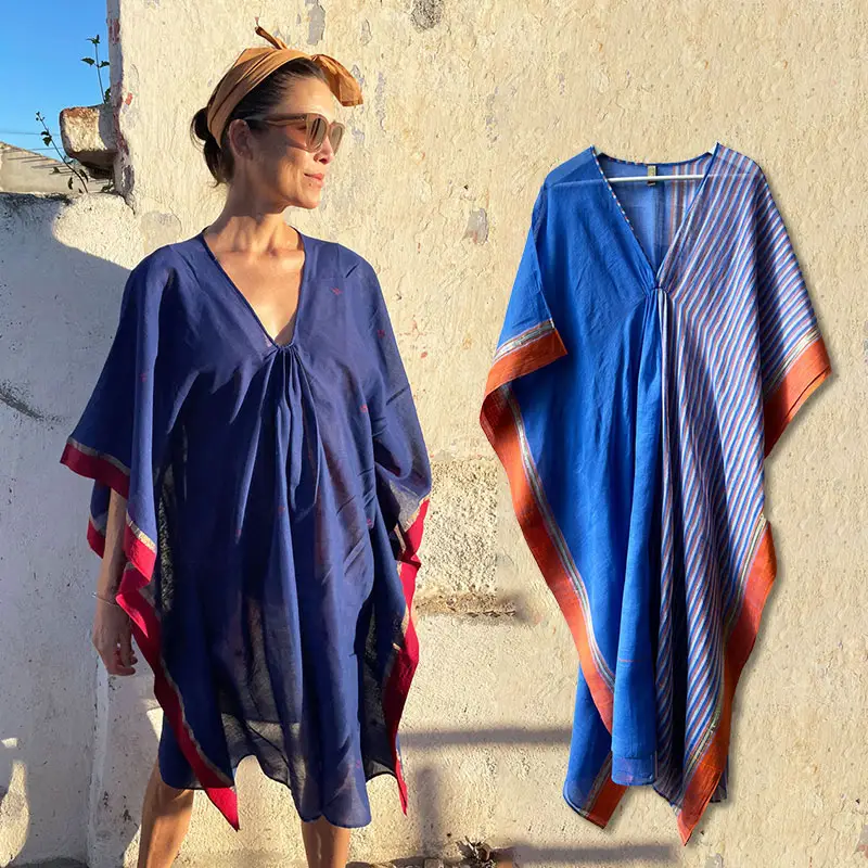 Aschulman – maillot de bain personnalisé grande taille, Kaftan, ample, col en V, vêtements de plage pour femmes