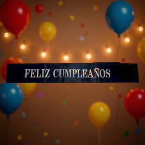 Écharpe d'anniversaire noire avec lettres irisées, décorations élégantes pour fête, sac de 12 pièces - Product Image 3