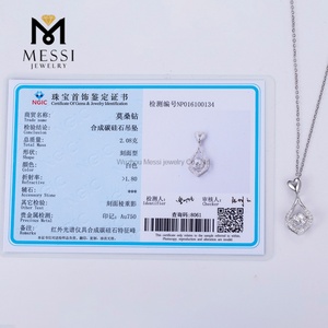 Collier en or blanc 18 carats avec moissanite de 1 carat, pendentif en moissanite pour femme, bijoux Messi - Product Image 6
