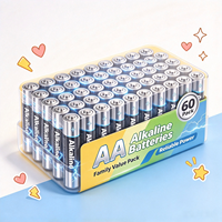 Piles alcalines AA 1,5 V LR6 en gros, longue durée, lot de 60 pièces en vrac pour appareils ménagers et télécommandes.