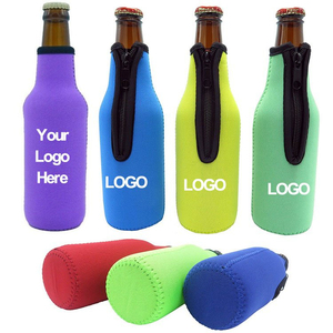 Logo personnalisé imprimé fermeture éclair long cou porte-bouteille court Coozies néoprène Champagne vin bière bouteille refroidisseur <span class=keywords><strong>couverture</strong></span> manchon - Product Image 3