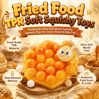 Jouet Squishy Floqué en Forme d'Aliments Frits, en TPR Souple, Fait Main, Balle à Presser DIY Mochi pour Enfants et Adultes, Anti-Stress et Apaisant pour le Bureau