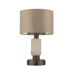 Lampe de table avec base en marbre et abat-jour en lin pour la décoration du salon et de la chambre - Product Image 2