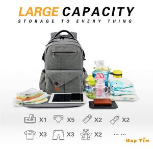 Bolsa de Pañales Multifuncional Grande para Bebé, Mochila para Mamá con Correas para Cochecito, Bolsillos Aislantes para Biberones, Cambiador - Product Image 3