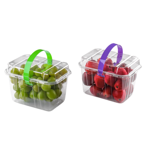 Panier à fruits en plastique PET jetable personnalisé, boîte d'emballage pour fruits et légumes, boîte transparente pour fraises avec poignée - Product Image 1